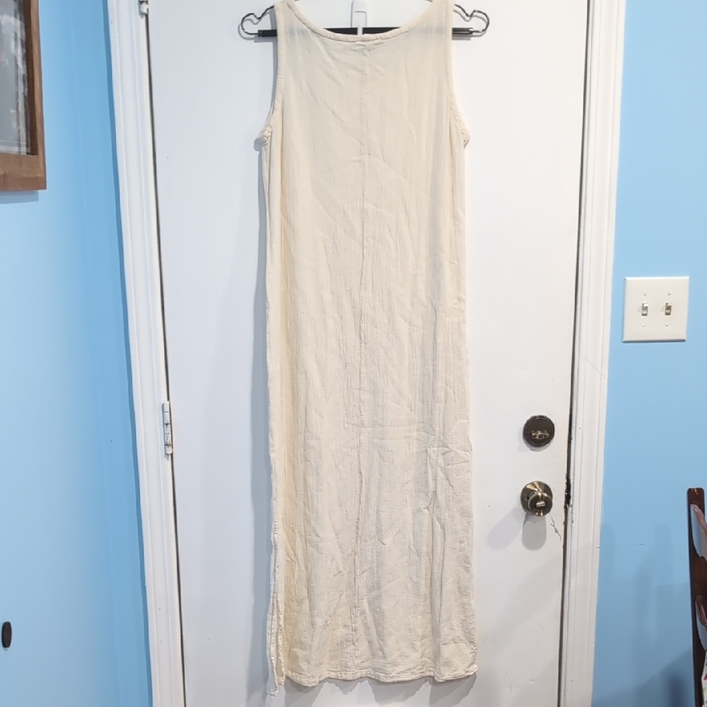 Oh My Gauze! 100% Cotton Maxi Dress Cream Lagenlook Resort Gauzy Sz Med - Picture 6 of 7